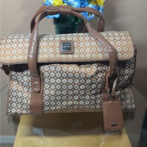 Nine West Tan and Brown Patterned Duffel Bag